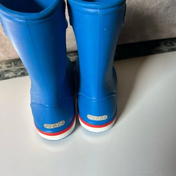 CROCS Kids Blue and Red Rain Boots - Picture 3 of 7